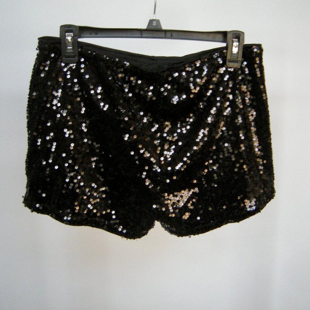 Black Sequin Short Party Shorts Y2K - Size L - Stretchy